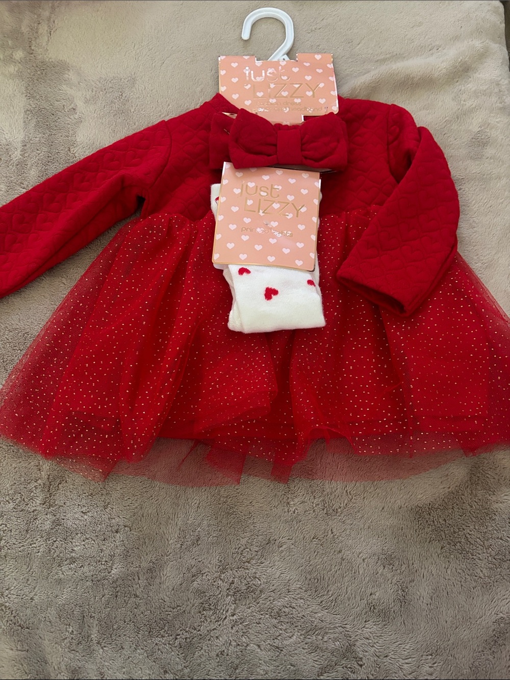 Red Tulle Baby Dress with Quilted Bodice and Bow